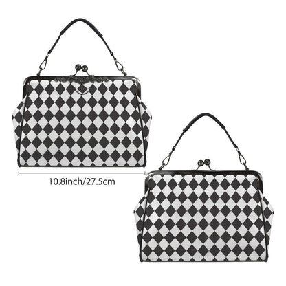 Black and White Harlequin Kisslock Handbag