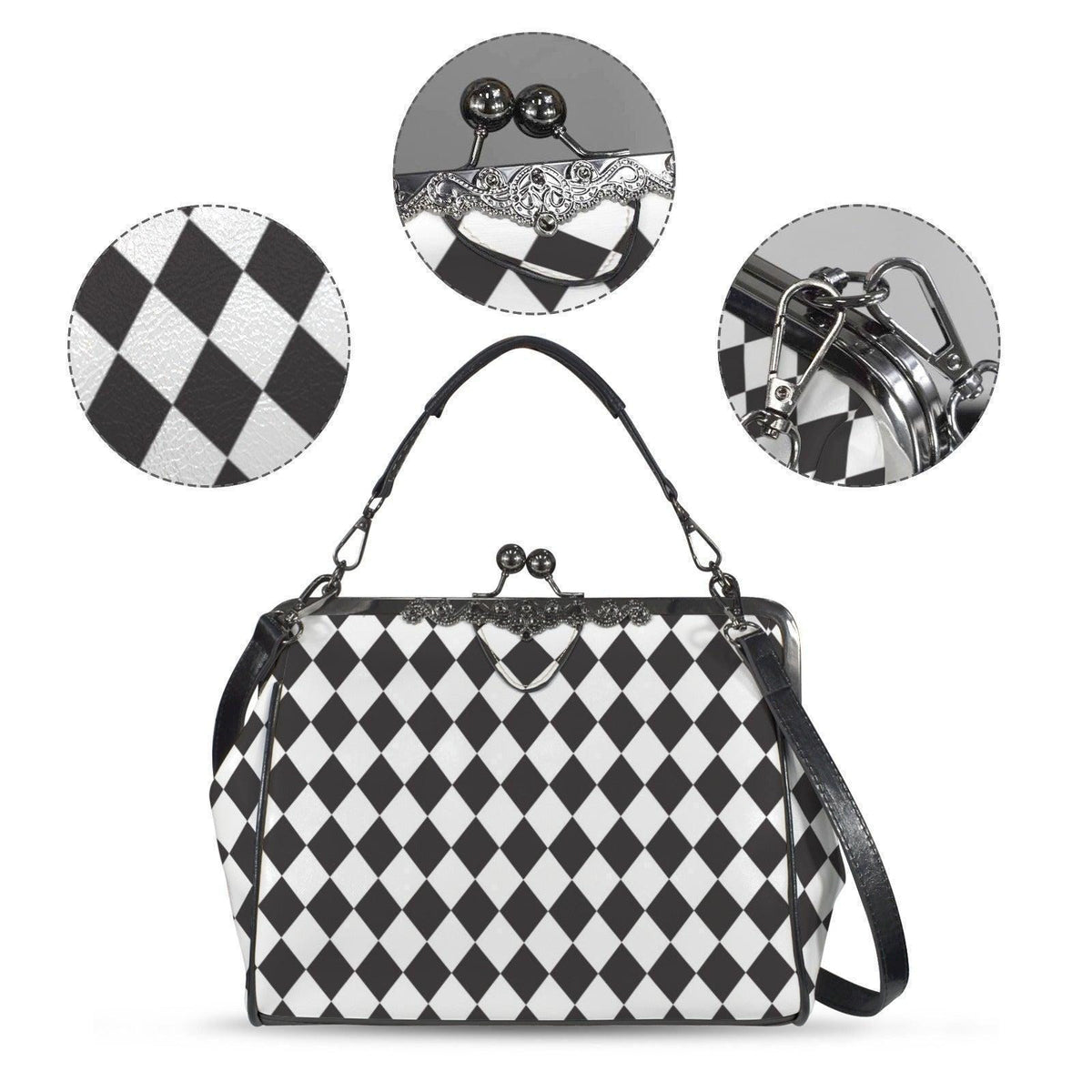 Black and White Harlequin Kisslock Handbag