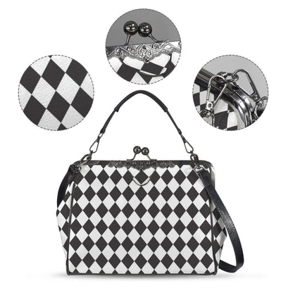Black and White Harlequin Kisslock Handbag