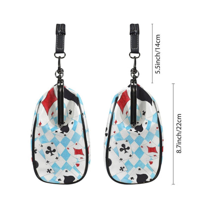 Alice in Wonderland Playing Card Kiss Lock Handbag, Watercolor Suit Top Handle Bag