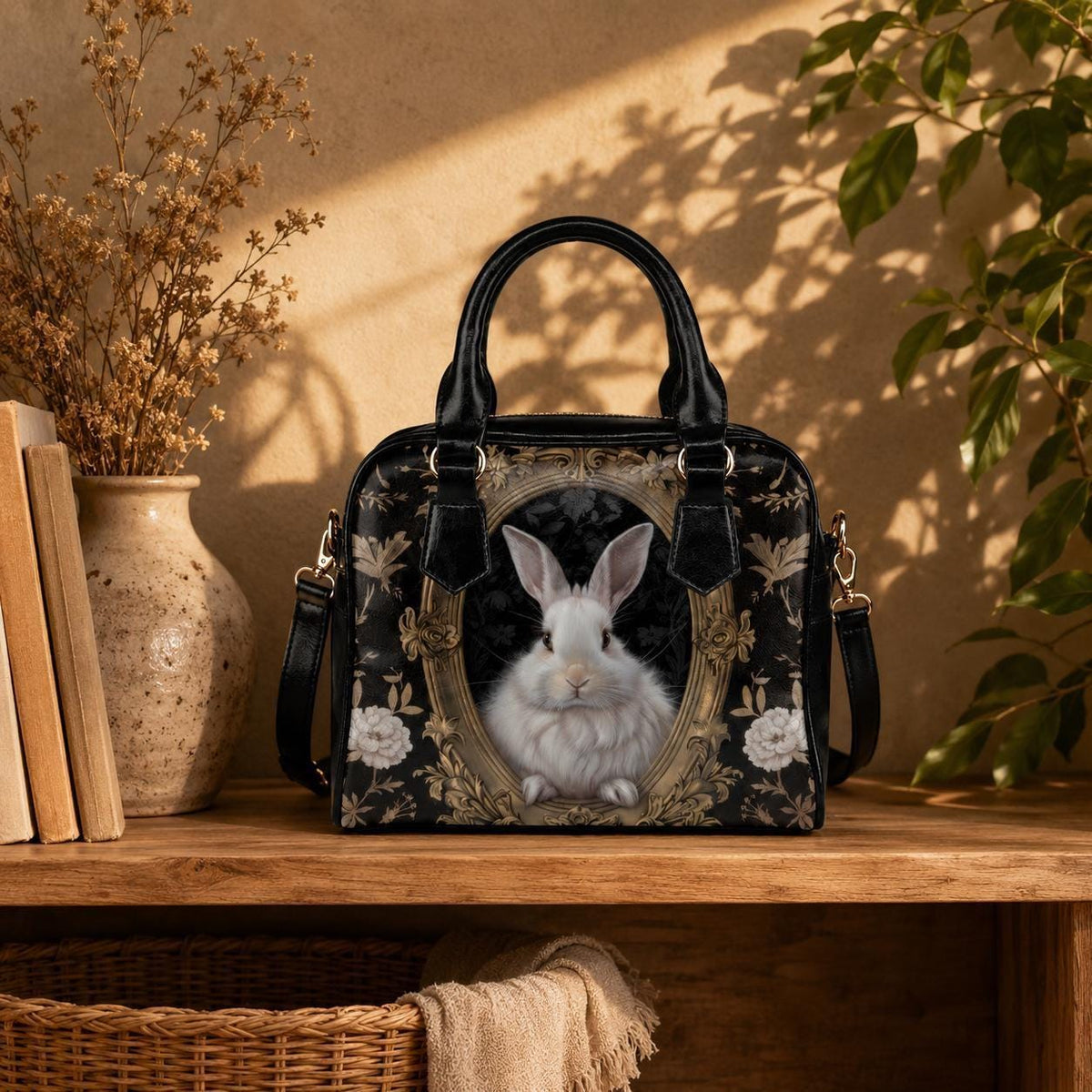 Rabbit Portrait Satchel Handbag