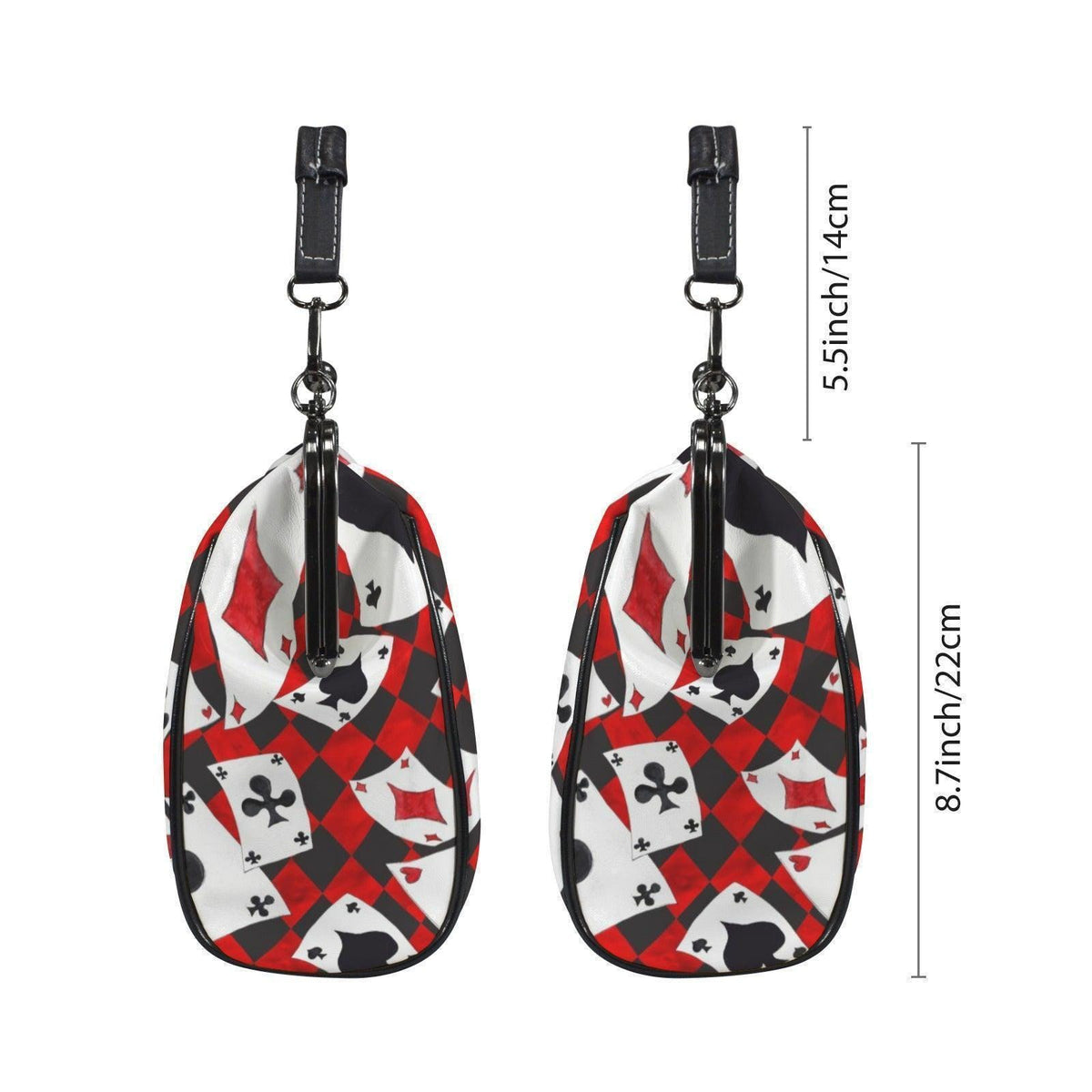 Alice in Wonderland Kisslock Bag, Queen of Hearts Purse, Red Harlequin Handbag