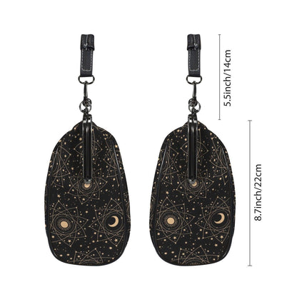 Celestial kisslock bag, moon and stars print, witchy astrology handbag