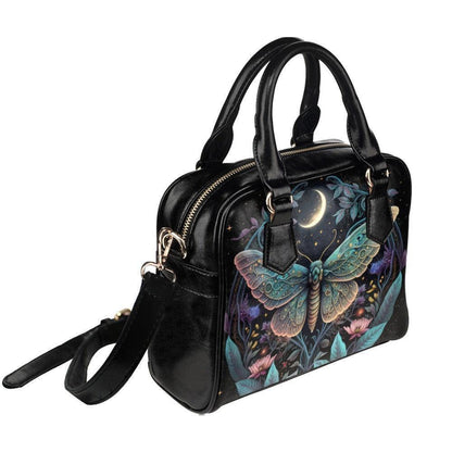 Celestial moth moon handbag, witchy astrology crossbody bag, mystical travel tote, enchanted everyday purse
