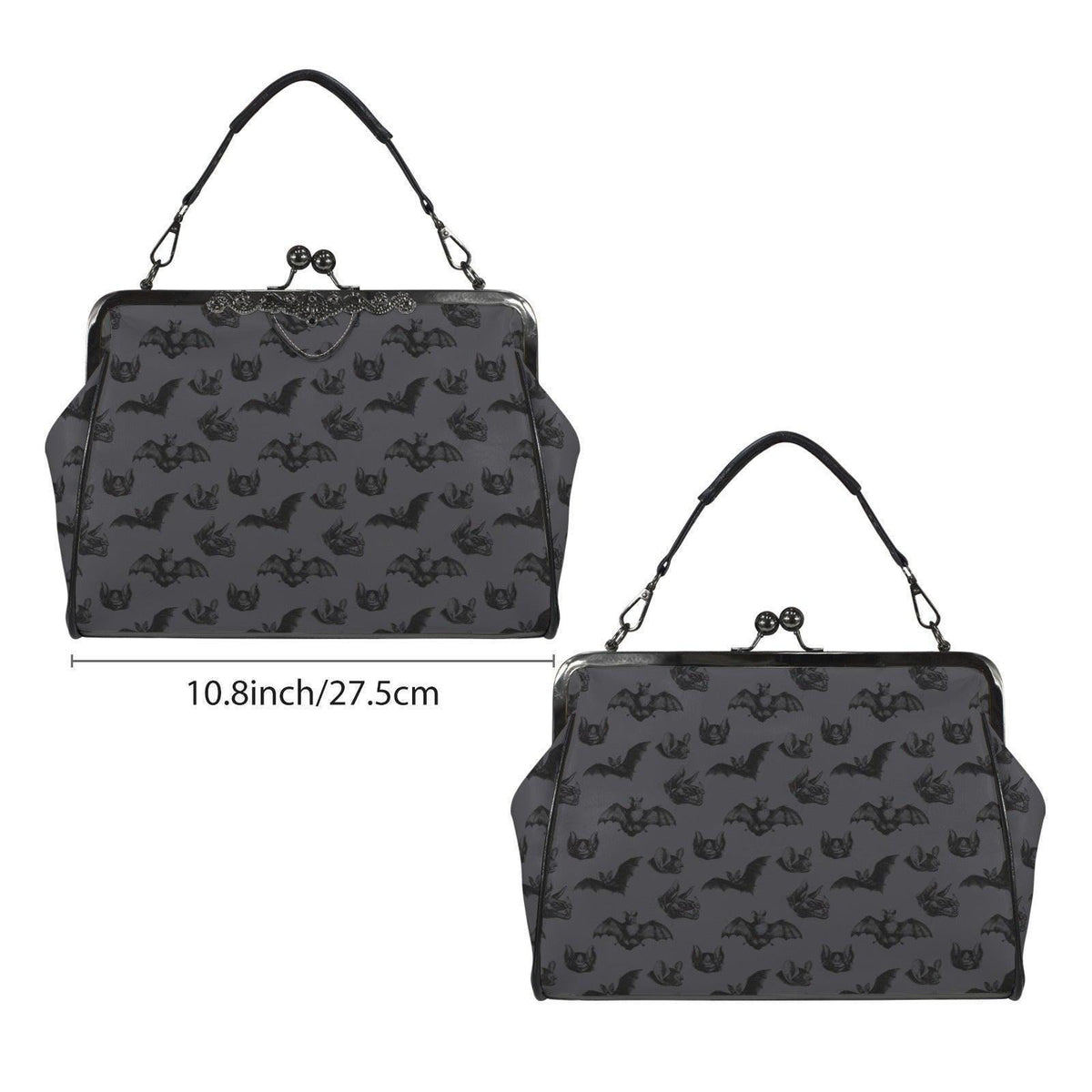 Midnight bat flight handbag, eerie night creature purse, spooky clasp shoulder bag