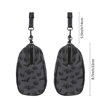 Midnight bat flight handbag, eerie night creature purse, spooky clasp shoulder bag