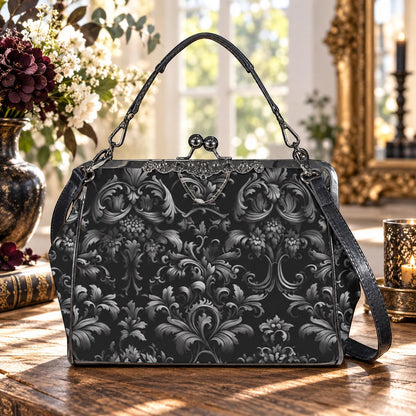 Baroque Black Handbag, Gothic Victorian Purse, Witchy Gift Bag