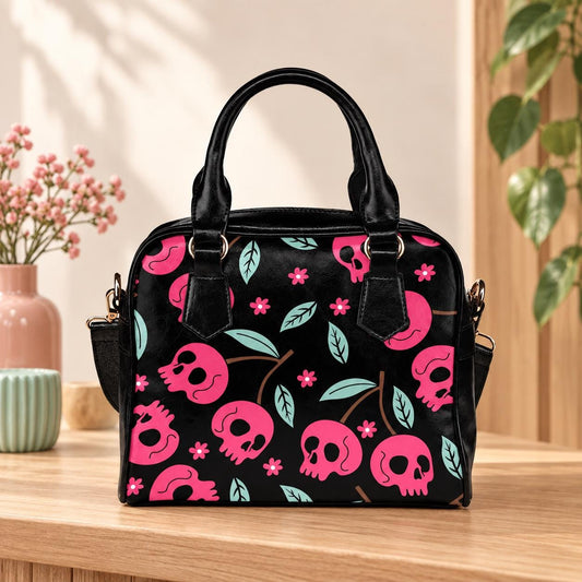 Pink Skull Purse, Cute Goth Handbag, Spooky Tote Bag
