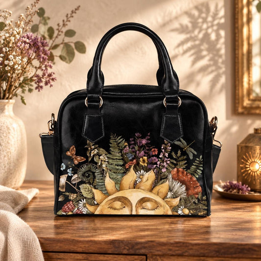 Satchel Purse, Woodland Sun Floral Handbag, Cottagecore Top Handle Bag