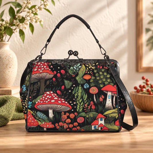 Red Mushroom Kisslock Handbag