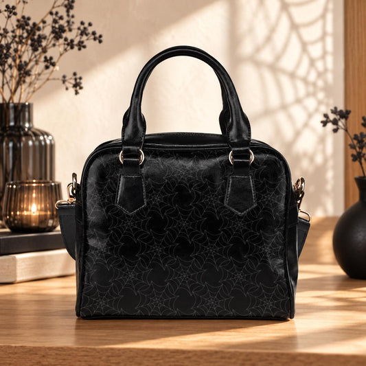 Spiderweb Satchel Handbag, Gothic Halloween Purse, Witchy Crossbody Bag