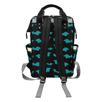 Teal Bat Diaper Bag Backpack, Halloween Spooky Mom Baby Bag, Goth Shower Gift