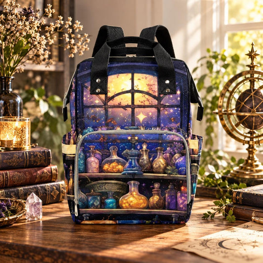 Witchy Diaper Bag Backpack, Apothecary Mom Bag, Celestial Nursery Organizer