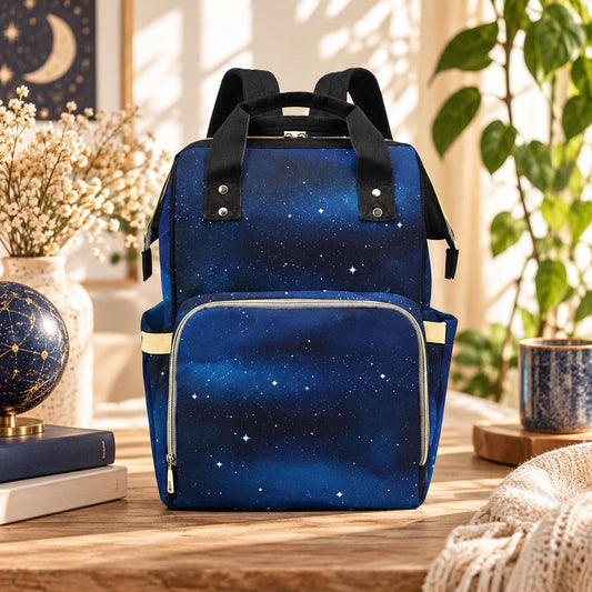 Galaxy Diaper Backpack, Celestial Mom Bag, Starry Night Baby Travel Organizer