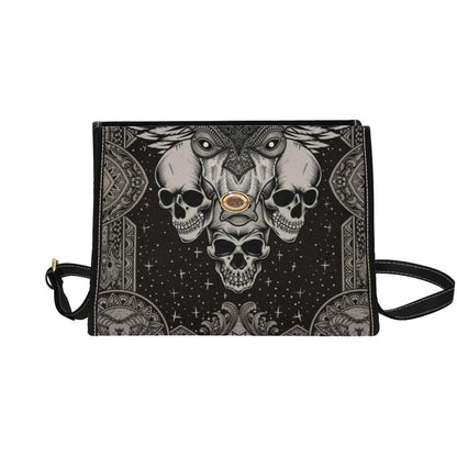 Skull Satchel Purse, Horned Dark Art Handbag, Monochrome Statement Bag