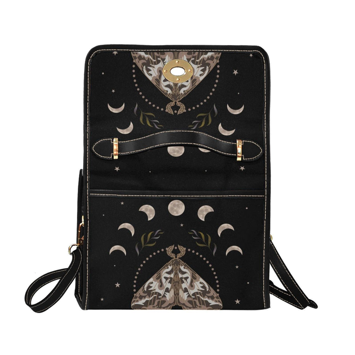 Moth Moon Handbag, Gothic Crossbody Purse, Celestial Top Handle Bag