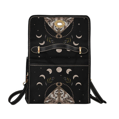 Moth Moon Handbag, Gothic Crossbody Purse, Celestial Top Handle Bag