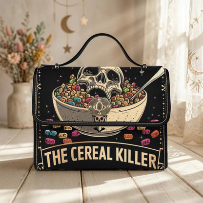 Cereal killer satchel, spooky retro crossbody, skeleton skull purse