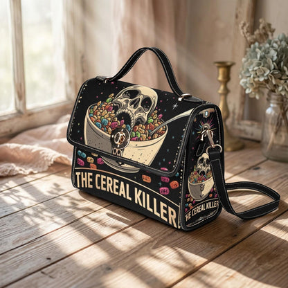 Cereal killer satchel, spooky retro crossbody, skeleton skull purse