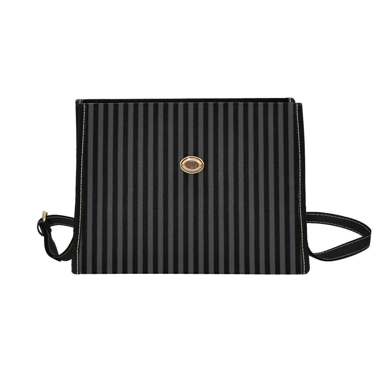 Black Stripe Satchel Bag, Minimalist Top Handle Purse, Tailored Monochrome Handbag