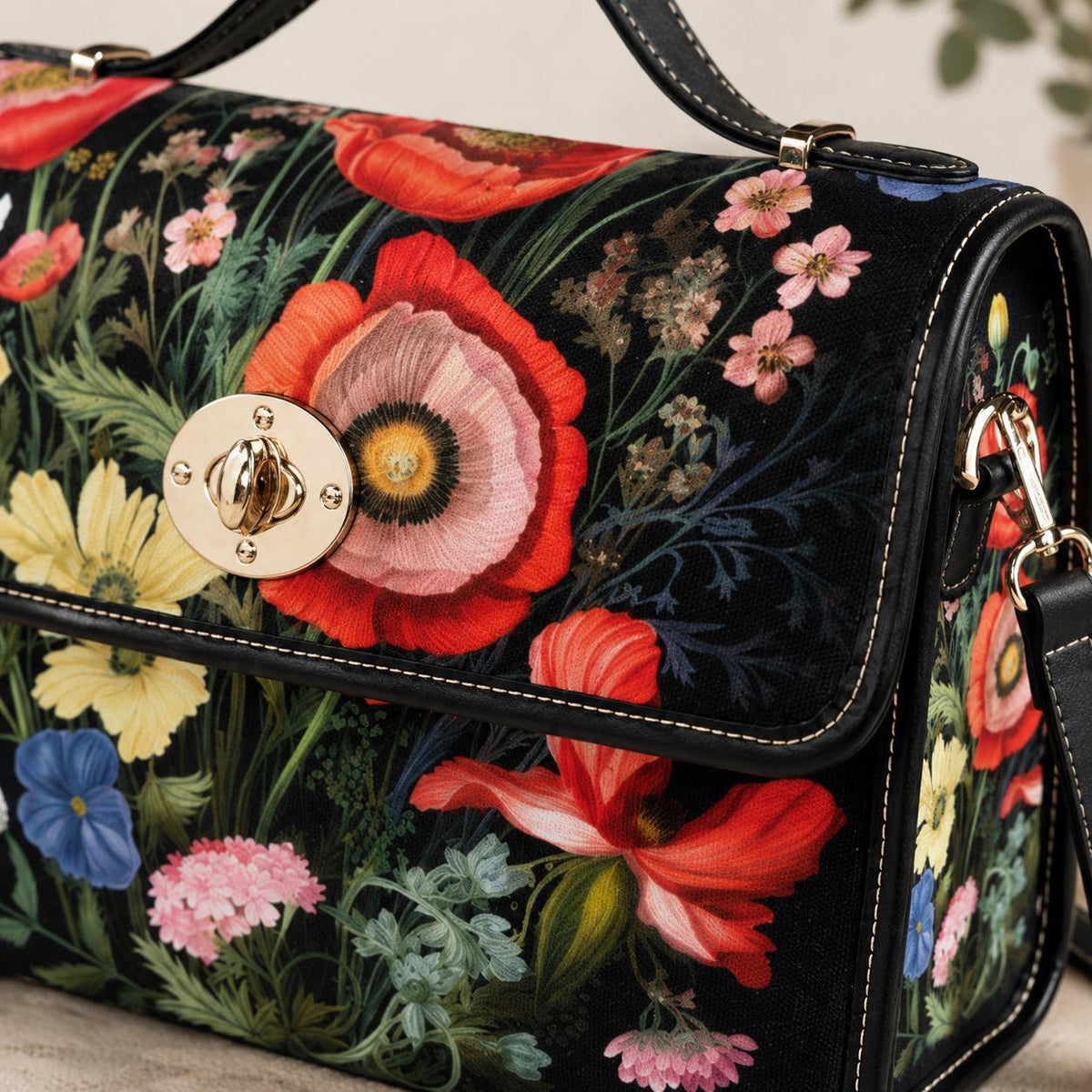 Vintage Botanical Purse, Moody Floral Satchel, Romantic Cottagecore Handbag