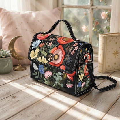 Vintage Botanical Purse, Moody Floral Satchel, Romantic Cottagecore Handbag