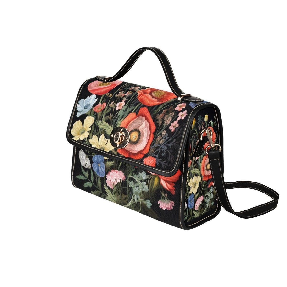 Vintage Botanical Purse, Moody Floral Satchel, Romantic Cottagecore Handbag
