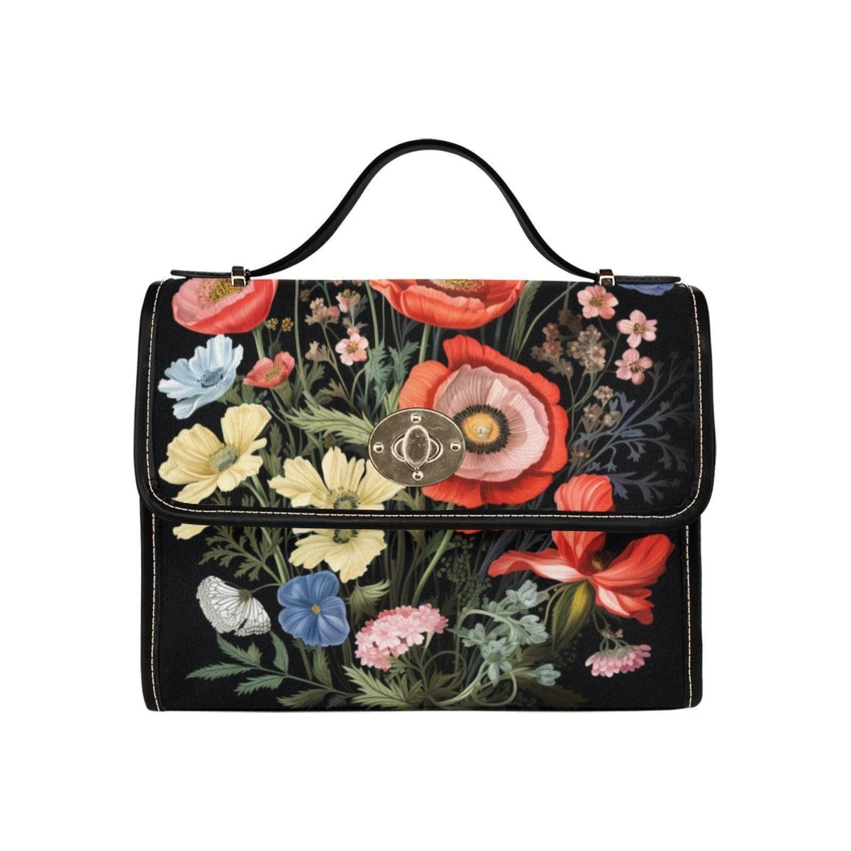 Vintage Botanical Purse, Moody Floral Satchel, Romantic Cottagecore Handbag