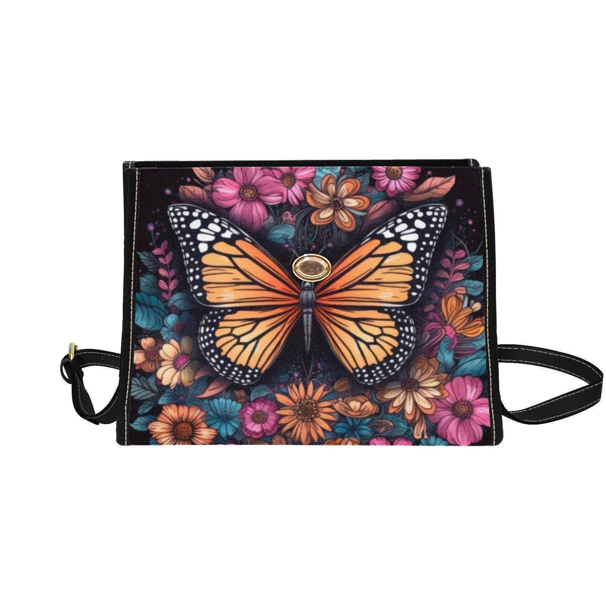 Monarch Butterfly Floral Bag, Whimsical Garden Purse, Fairycore Crossbody