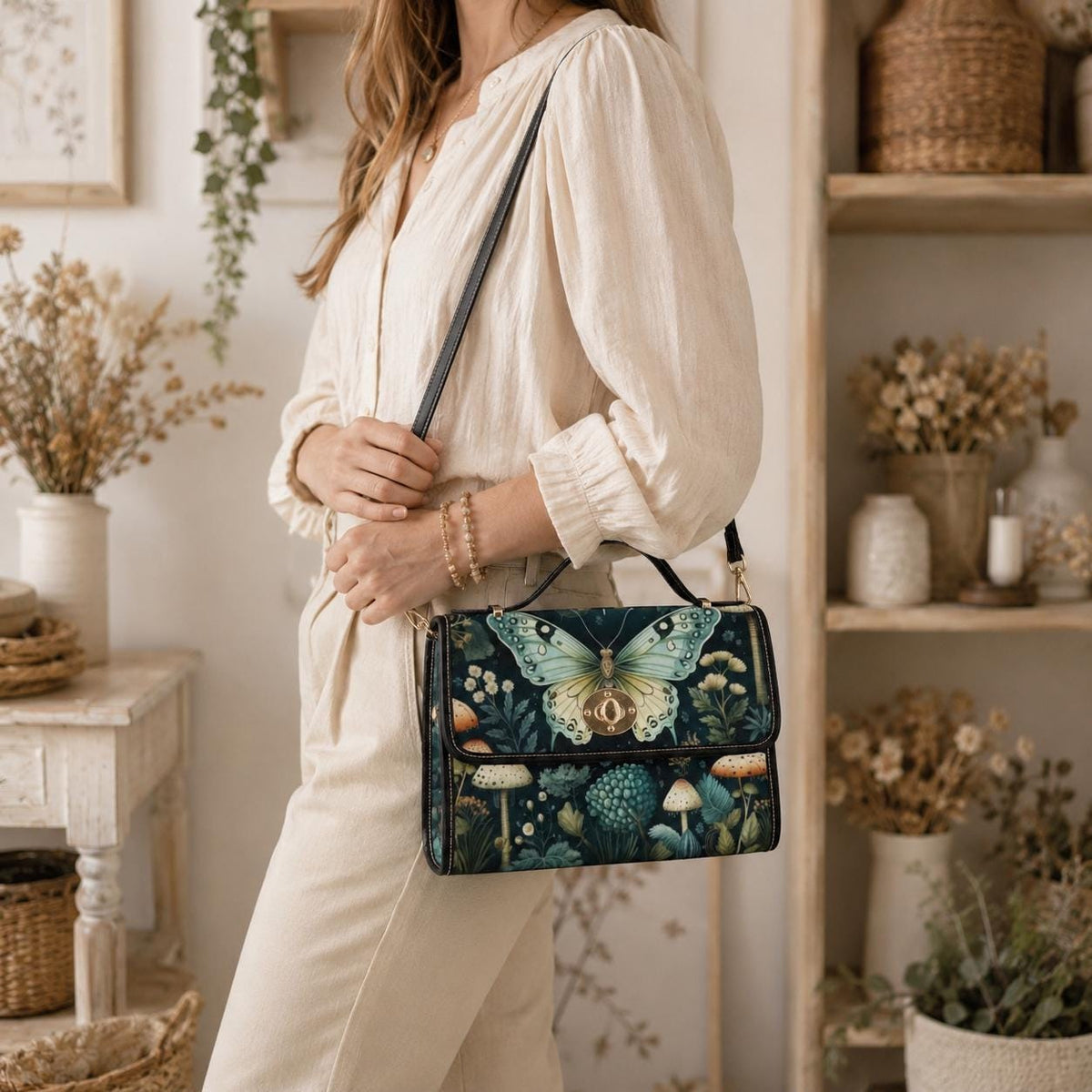 Luna Moth Mushroom Satchel Bag