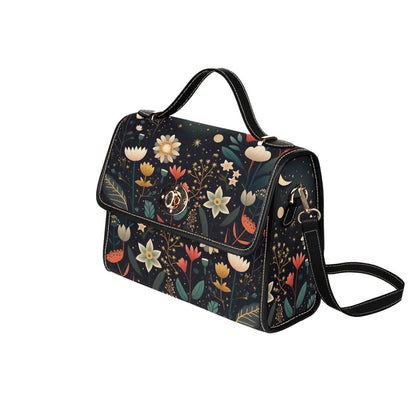 Celestial Floral Crossbody Bag, Moonlit Satchel Purse, Dark Cottagecore Handbag