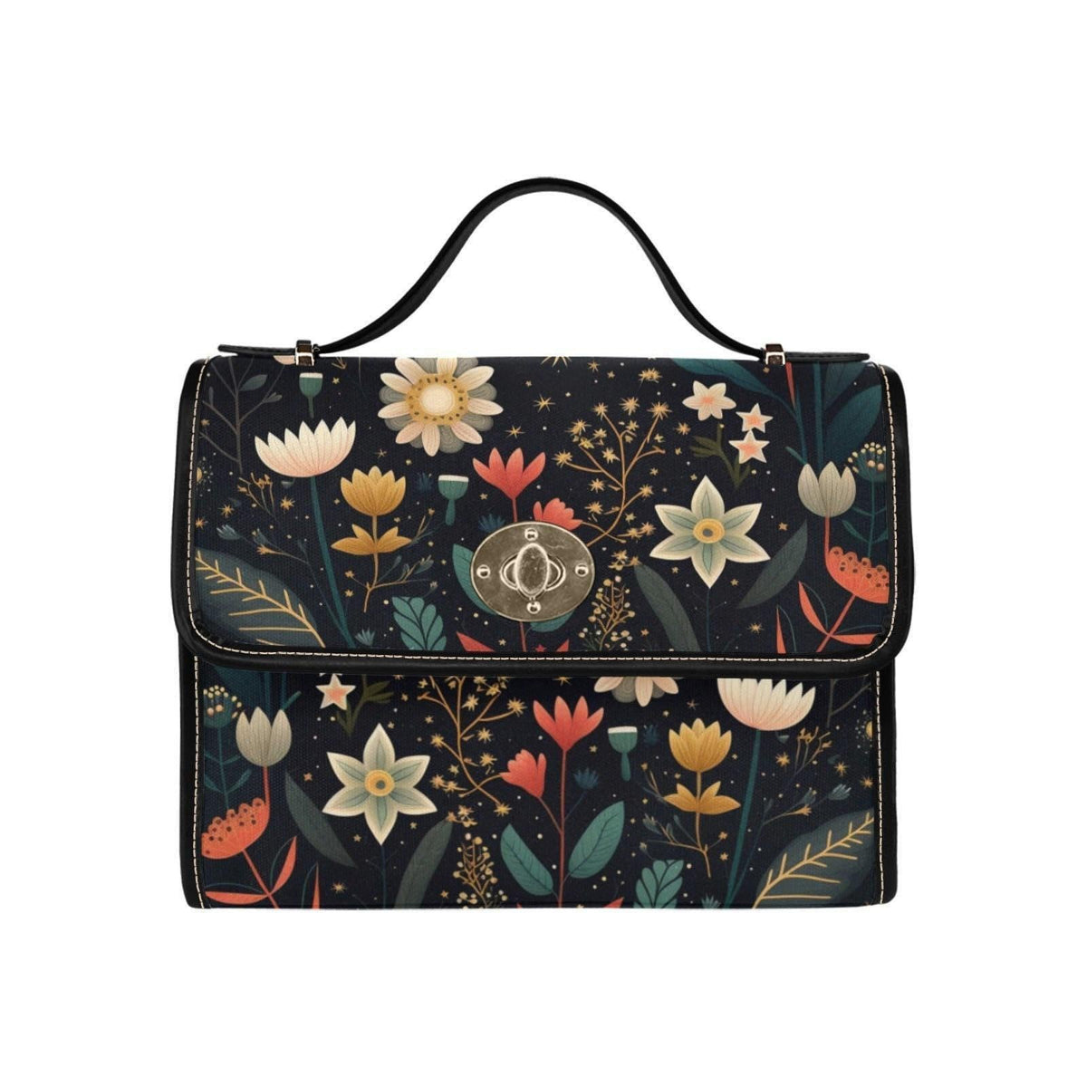Celestial Floral Crossbody Bag, Moonlit Satchel Purse, Dark Cottagecore Handbag