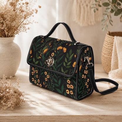 Floral Crossbody Bag, Wildflower Satchel Purse, Botanical Top Handle Handbag