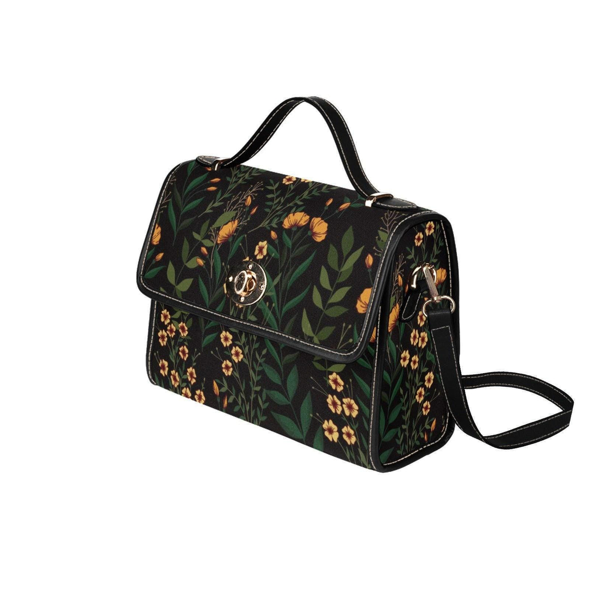 Floral Crossbody Bag, Wildflower Satchel Purse, Botanical Top Handle Handbag