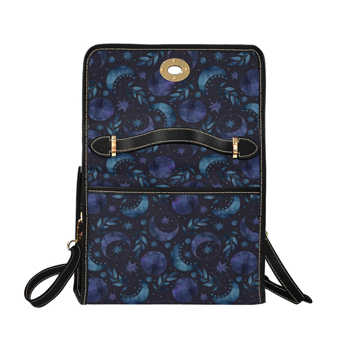 Blue Celestial Top Handle Bag, Moon Stars Purse, Night Sky Handbag