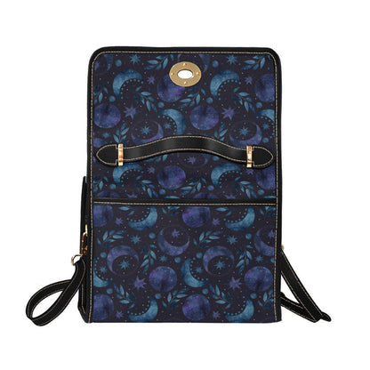 Blue Celestial Top Handle Bag, Moon Stars Purse, Night Sky Handbag