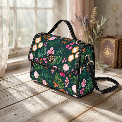 Botanical Top Handle Bag, Garden Party Purse, Vintage Floral Satchel