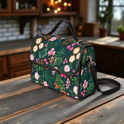 Botanical Top Handle Bag, Garden Party Purse, Vintage Floral Satchel