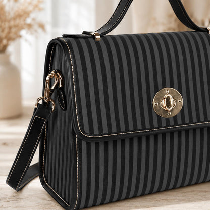 Striped Crossbody Shoulder Bag, Black Goth Bag, Gothic Moth Bag