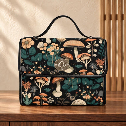 Mushroom Satchel Purse, Cottagecore Crossbody Bag, Woodland Floral Handbag for Her
