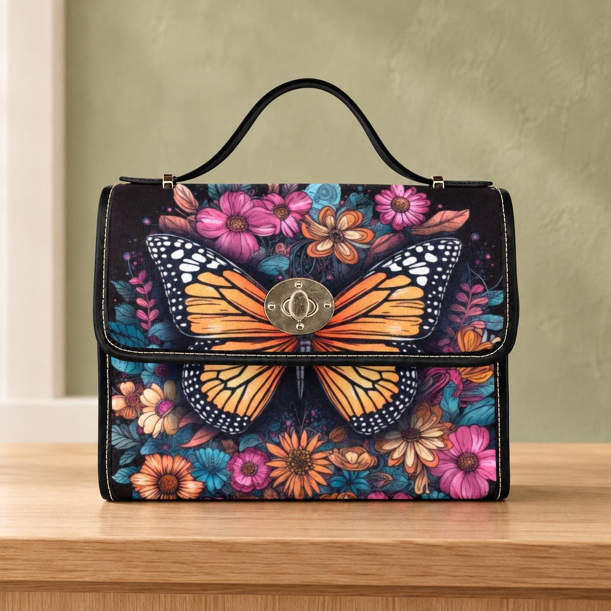 Monarch Butterfly Floral Bag, Whimsical Garden Purse, Fairycore Crossbody