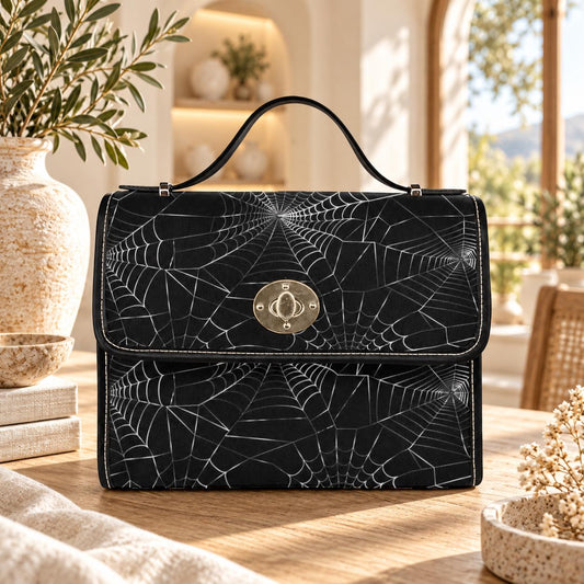 Spiderweb Handbag, Gothic Crossbody Purse with Web Pattern, Spooky Halloween Accessory