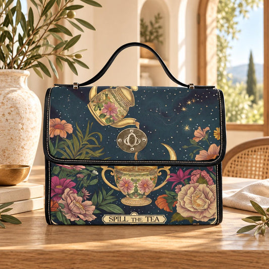 Whimsical Tea Party Purse – 'Spill the Tea' Teapot & Floral Print