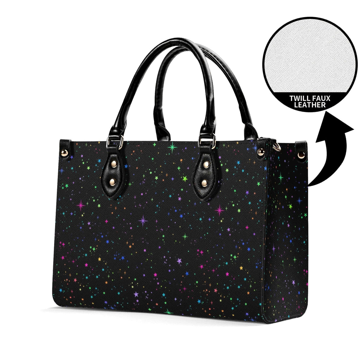 Star Speckled Top Handle Handbag with Detachable Crossbody Strap