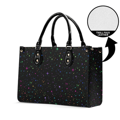 Star Speckled Top Handle Handbag with Detachable Crossbody Strap