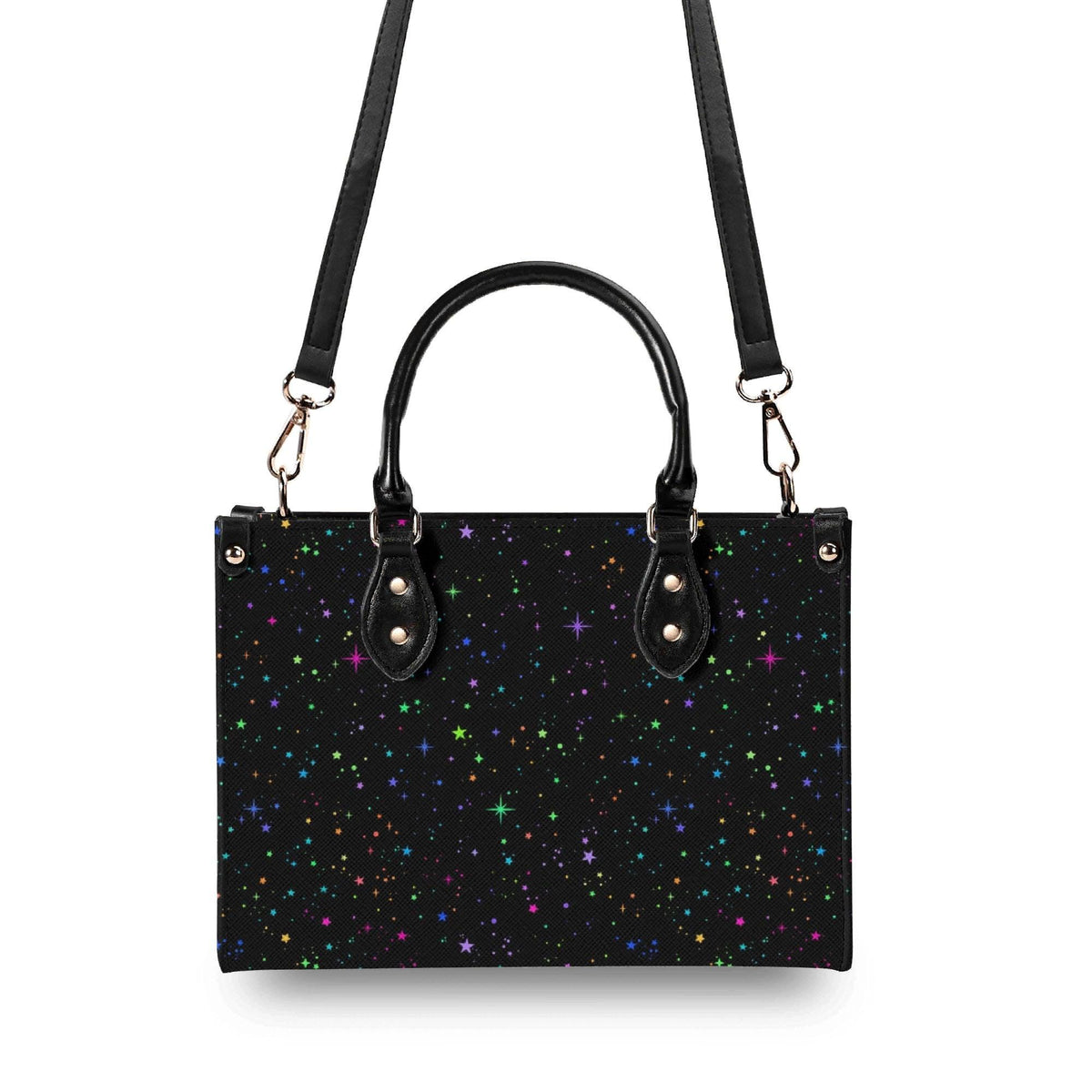 Star Speckled Top Handle Handbag with Detachable Crossbody Strap