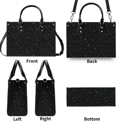 Star Speckled Top Handle Handbag with Detachable Crossbody Strap