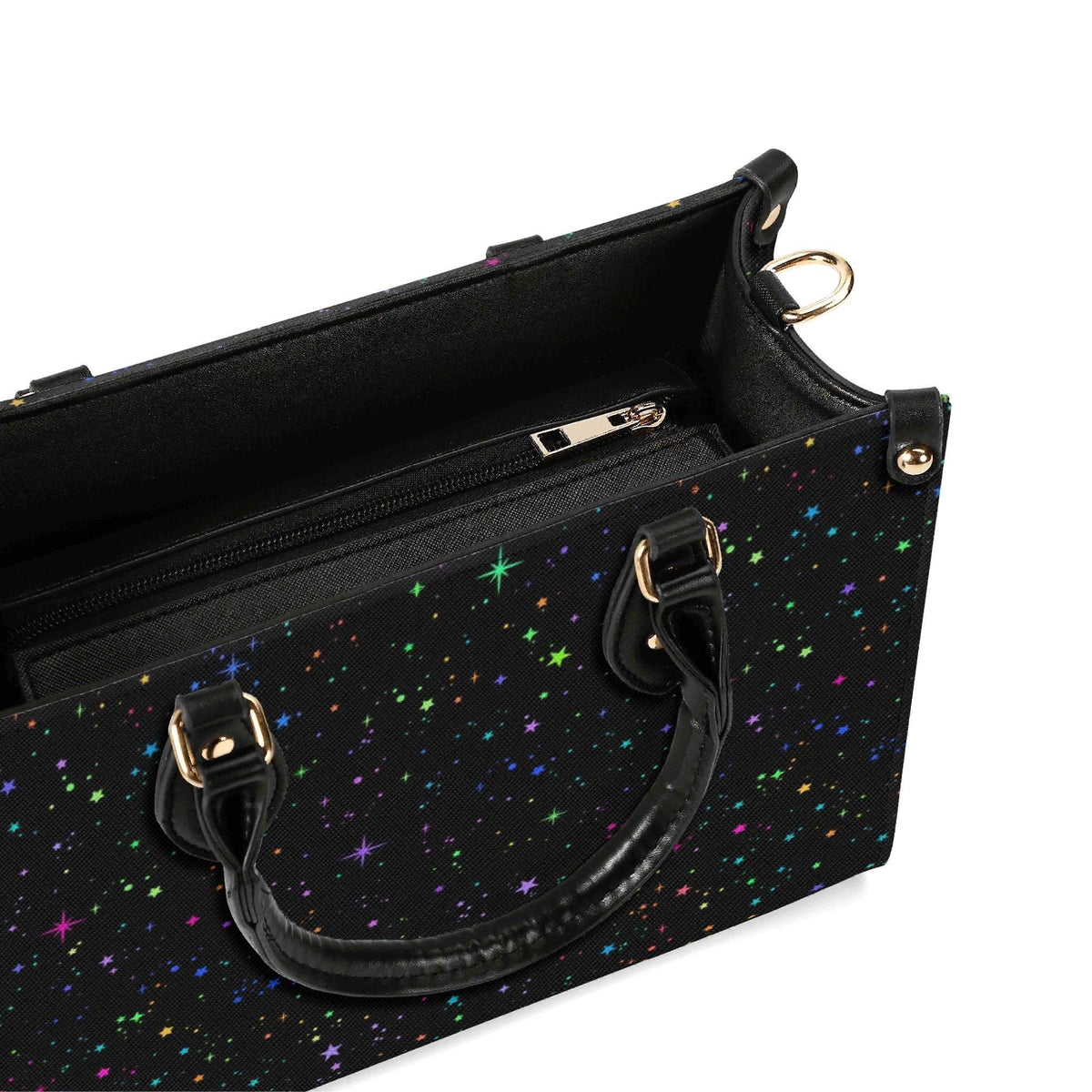 Star Speckled Top Handle Handbag with Detachable Crossbody Strap