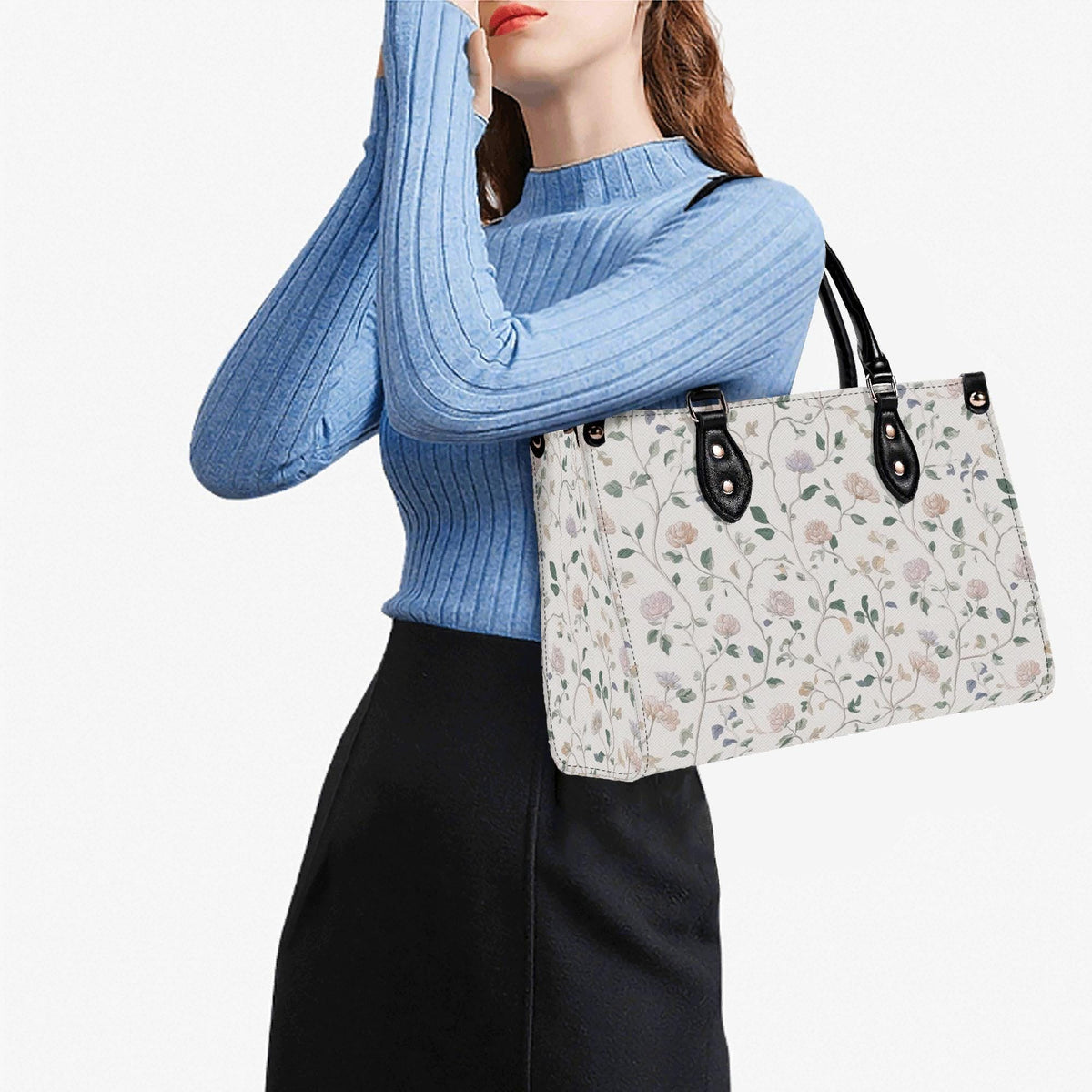 Cottage Garden Wildflower Handbag with Top Handles and Crossbody Strap