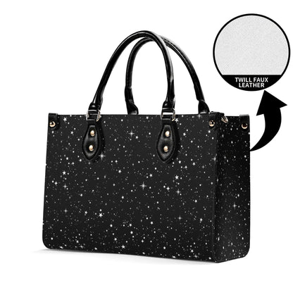 Starry Night Handbag, Black Celestial Crossbody Bag With Silver Stars